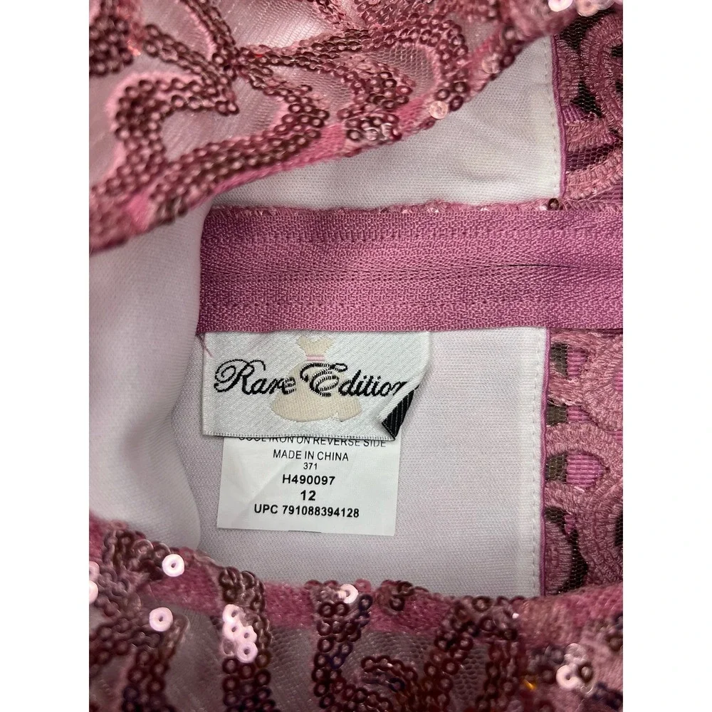 Rare Editions Girls Pink Sequin Tulle Handkerchief Hem‎ Party Dress Size 12